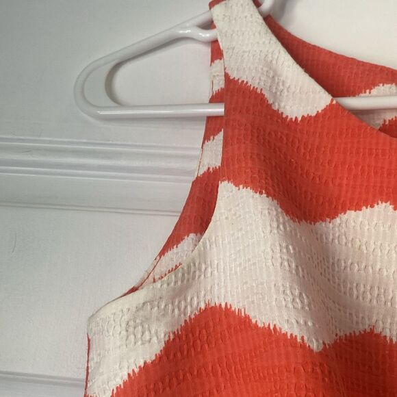 The Limited Coral and White Chevron Aline Dress Size 4 - Picture 5 of 10